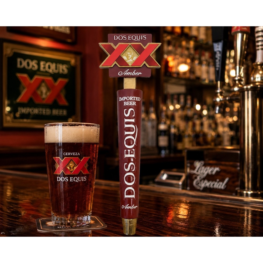 Vintage Dos Equis XX Amber Beer Tap Handle Imported Beer Breweriana Bar Decor